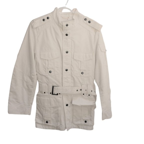 Sasch Denim Division Women's Military Utility Snap Button Jacket White Size L-XL - Picture 1 of 6